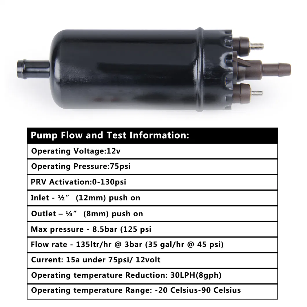 Inline High Pressure Efi Electric Fuel Pump Universal Replacement 0580464070